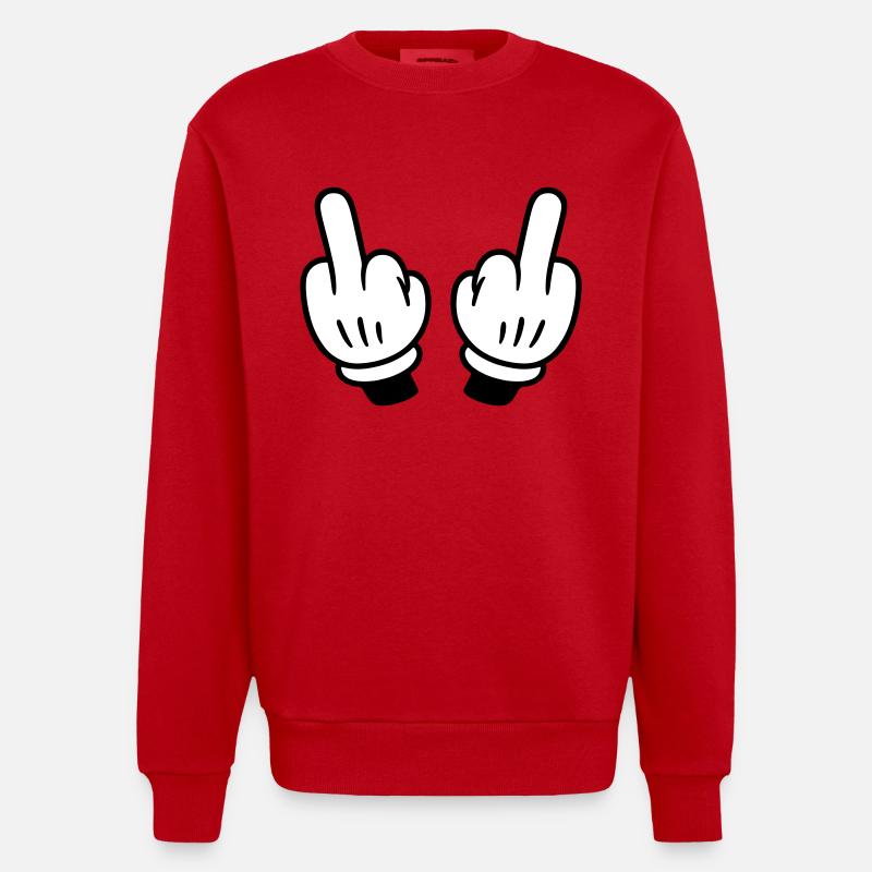 Middle Finger Hand Comic - Heavyweight Oversized Organic Crew Neck Made in EU - red