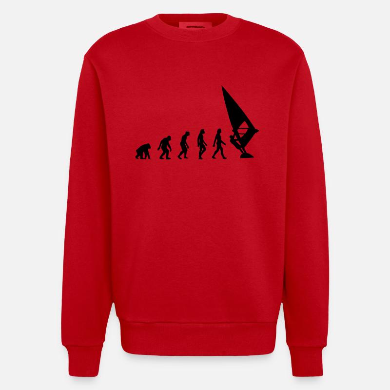 Die Evolution von Windsurfing - Heavyweight Oversized Organic Crew Neck Made in EU - Rot