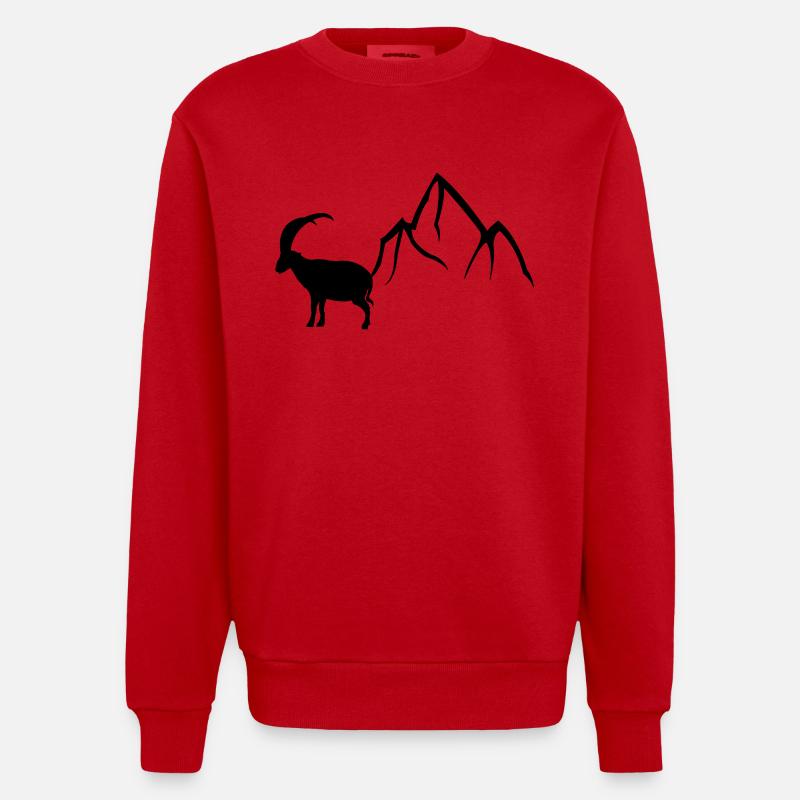 steinbock2 - Heavyweight Oversized Organic Crew Neck Made in EU - Rot