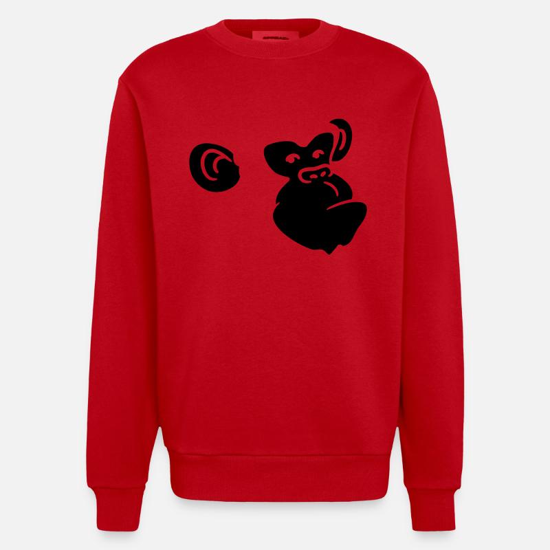 Cool Affen Kopf Design - Heavyweight Oversized Organic Crew Neck Made in EU - Rot