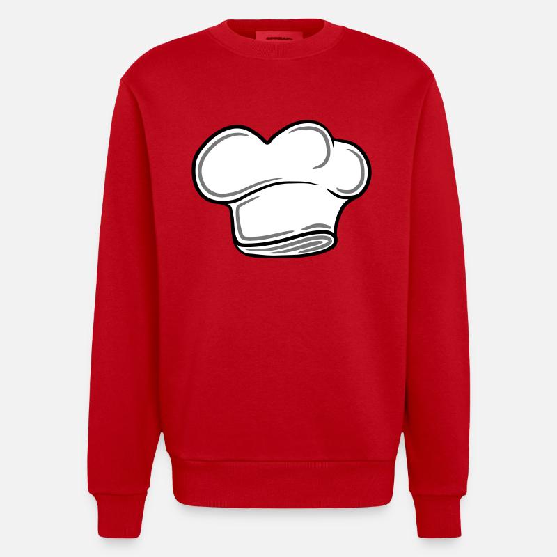 Chefkoch Lustig Smiley Mustache Bart - Heavyweight Oversized Organic Crew Neck Made in EU - Rot