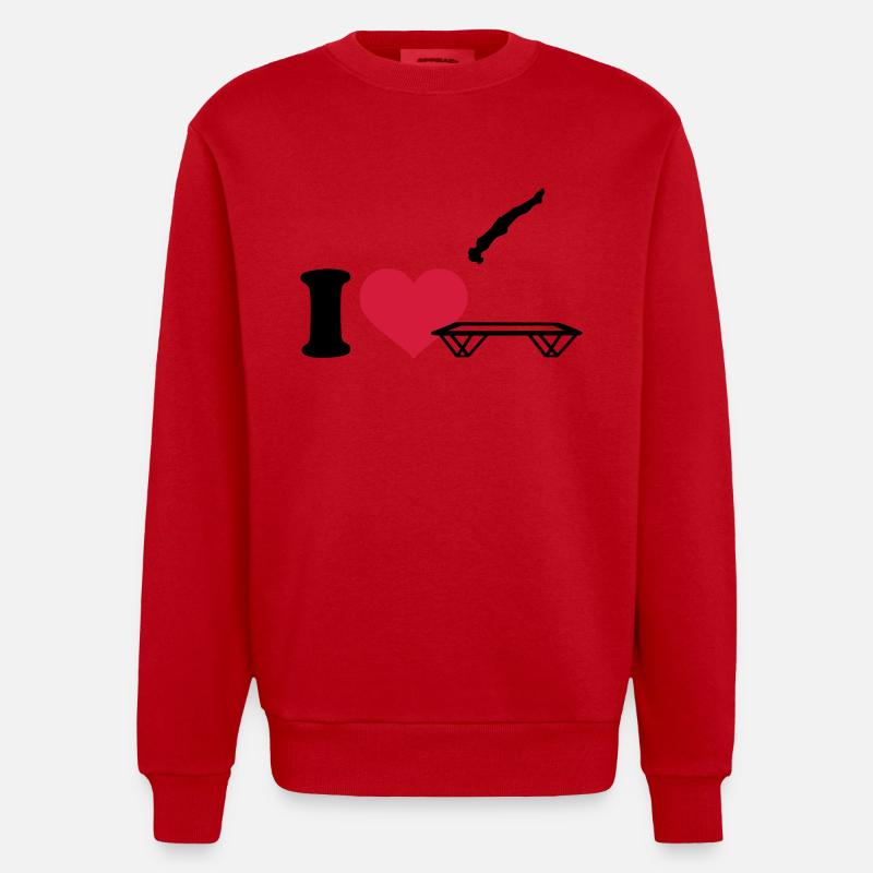 I love Trampoline - Sweat bio épais oversize fabriqué en UE - rouge