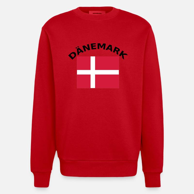 Danemark, Danemark, drapeau, drapeau - Sweat bio épais oversize fabriqué en UE - rouge
