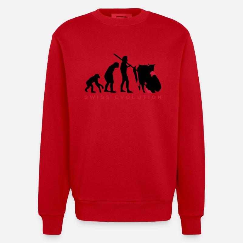 Evolution Bauer Schweiz - Heavyweight Oversized Organic Crew Neck Made in EU - Rot