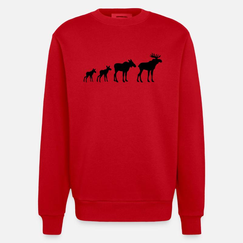 Évolution des wapitis - Sweat bio épais oversize fabriqué en UE - rouge
