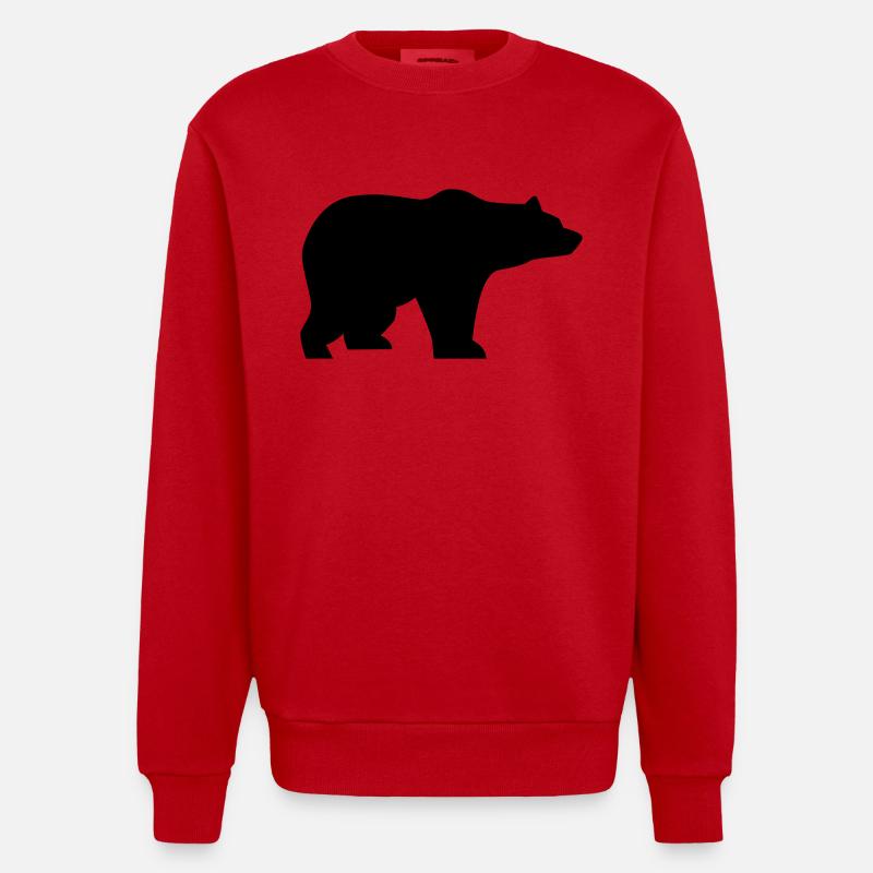 Bear, Wildlife, Bär - Sweat bio épais oversize fabriqué en UE - rouge