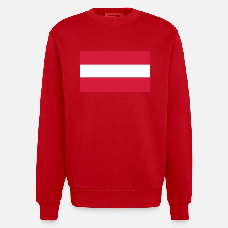 Autriche, Autriche, drapeau, drapeau - Sweat bio épais oversize fabriqué en UE - rouge