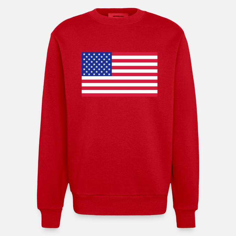 drapeau_etats_unis - Sweat bio épais oversize fabriqué en UE - rouge