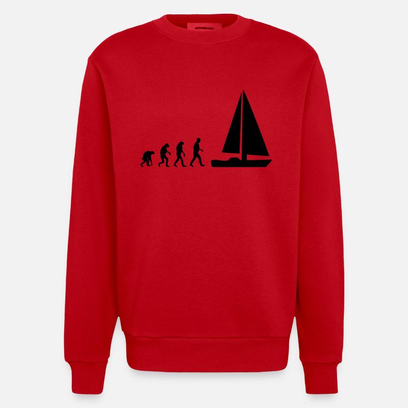 segelboot evolution - Heavyweight Oversized Organic Crew Neck Made in EU - Rot