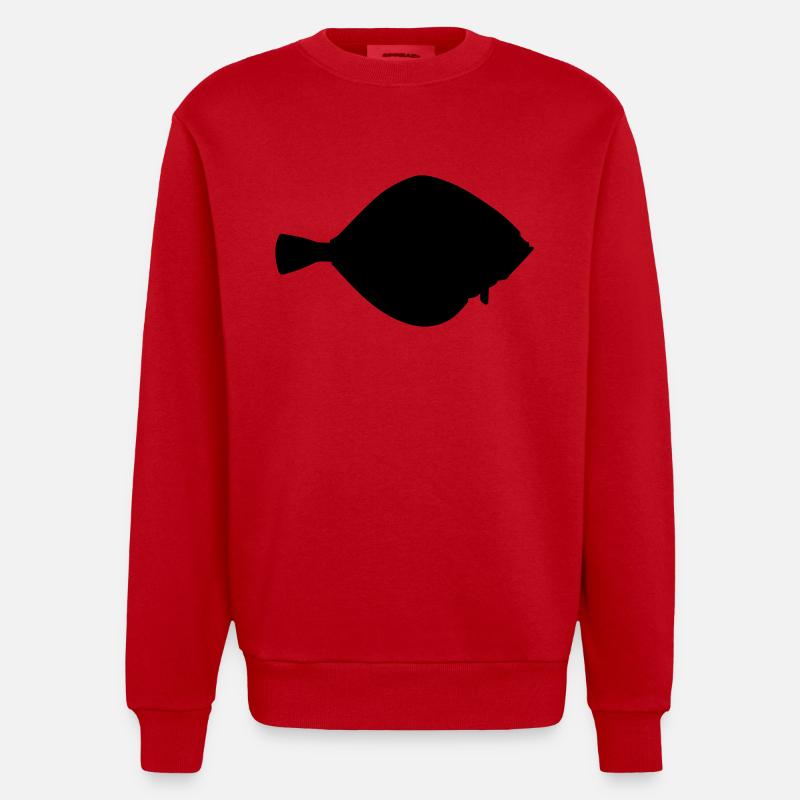 Fish Flounder - Heavyweight Oversized Organic Crew Neck Made in EU - red