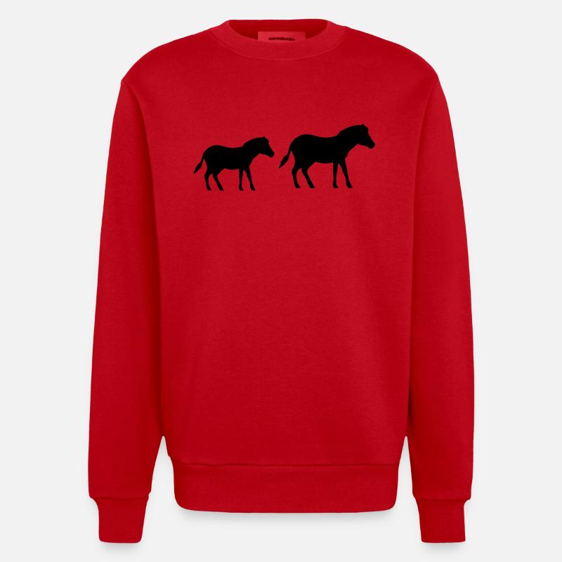 pferd pony 2 - Heavyweight Oversized Organic Crew Neck Made in EU - Rot