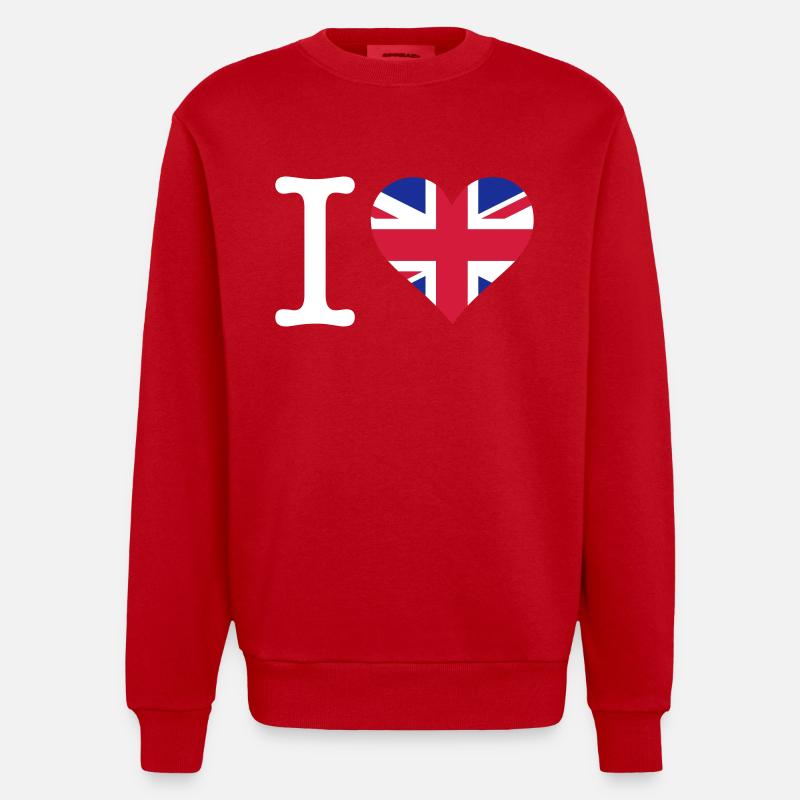 J'aime le Royaume-Uni - Sweat bio épais oversize fabriqué en UE - rouge