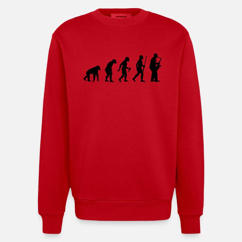 l'évolution du saxophone - Sweat bio épais oversize fabriqué en UE - rouge