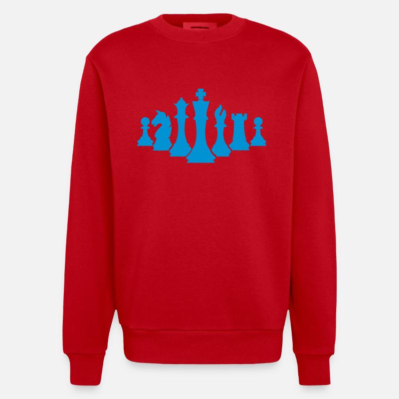 Pièces d’échecs Échecs - Sweat bio épais oversize fabriqué en UE - rouge