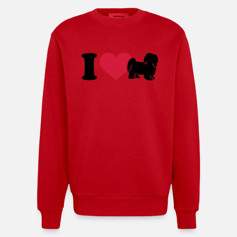 I love Havanese - Heavyweight Oversized Organic Crew Neck Made in EU - red