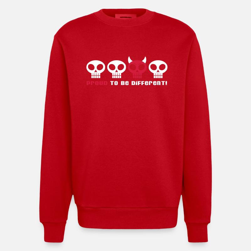 DIFFÉRENTS CRÂNES PUNKY - 2C - Sweat bio épais oversize fabriqué en UE - rouge