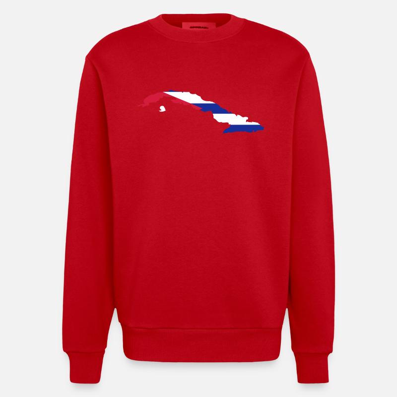 Cuba Shape Flag - Heavyweight Oversized Organic Crew Neck Made in EU - Rot