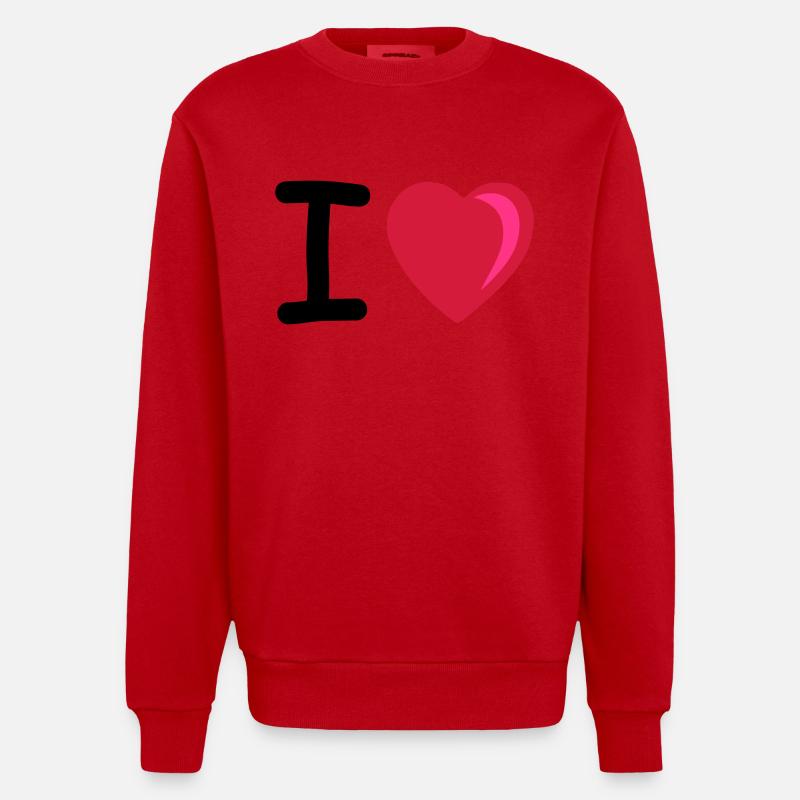 I heart - Heavyweight Oversized Organic Crew Neck Made in EU - red