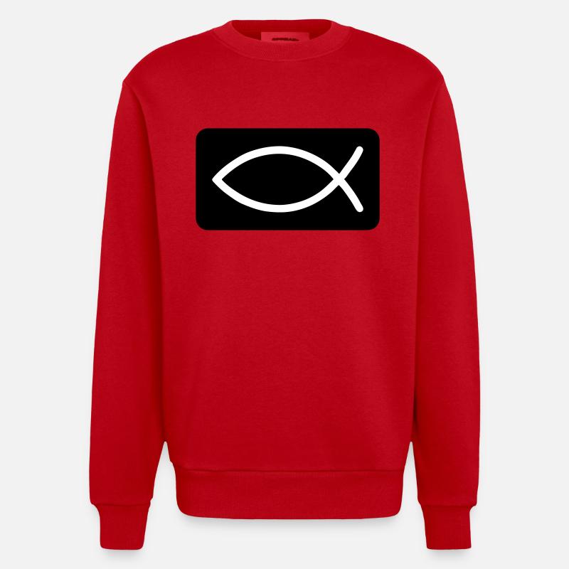 Fisch Christlich Jesus - Heavyweight Oversized Organic Crew Neck Made in EU - Rot
