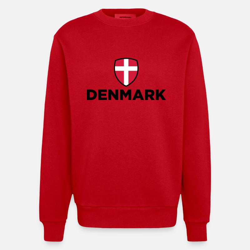 Drapeau national du Danemark - Sweat bio épais oversize fabriqué en UE - rouge