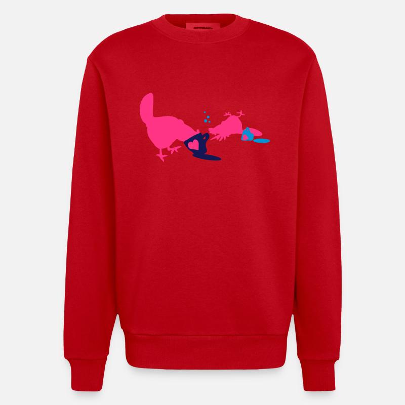 coffee addicted chicken - Heavyweight Oversized Organic Crew Neck Made in EU - Rot