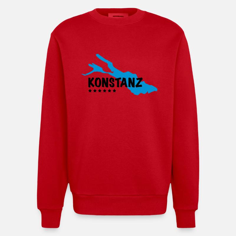 Konstanz Bodensee - Heavyweight Oversized Organic Crew Neck Made in EU - Rot