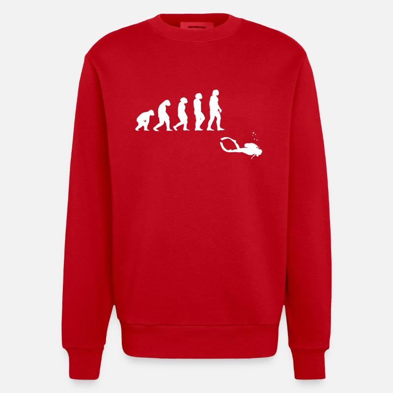 Evolution Tauchen mit Gerät - Heavyweight Oversized Organic Crew Neck Made in EU - Rot