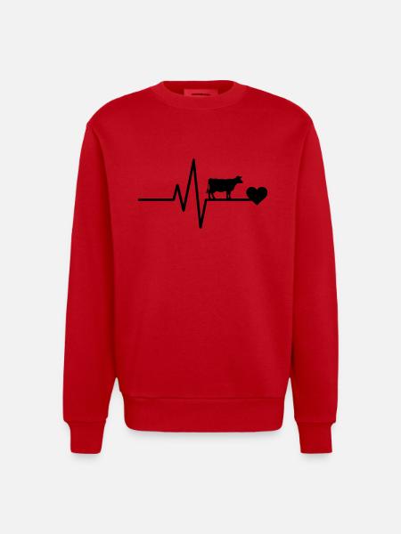 t Kuhbauer Herzschlag - Heavyweight Oversized Organic Crew Neck Made in EU - Rot