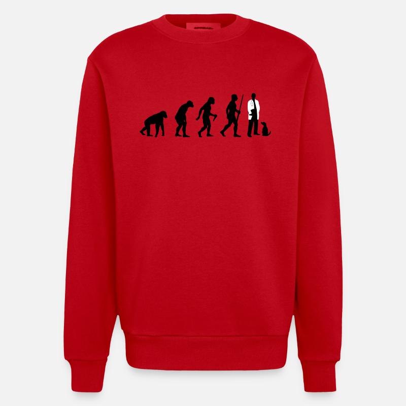 L'évolution des vétérinaires - Sweat bio épais oversize fabriqué en UE - rouge