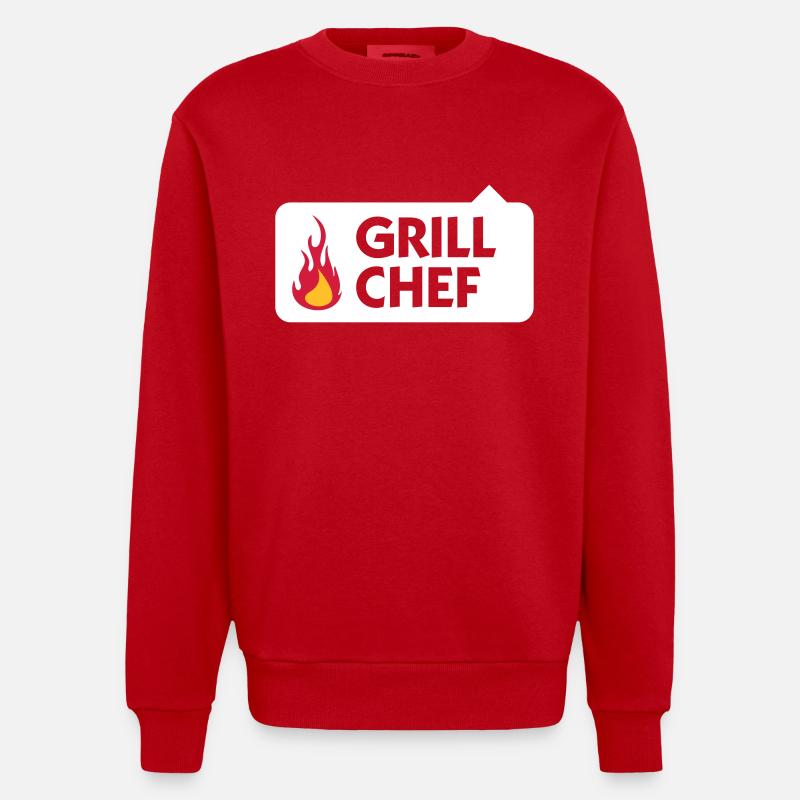 Ich bin der Grill Chef! - Heavyweight Oversized Organic Crew Neck Made in EU - Rot