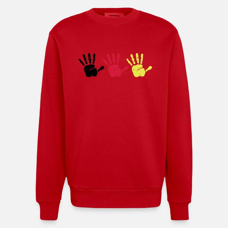 Empreinte de main Trio - Sweat bio épais oversize fabriqué en UE - rouge