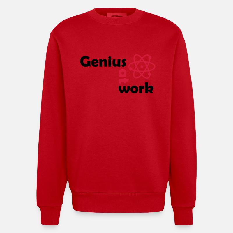 genius at work - Heavyweight Oversized Organic Crew Neck Made in EU - red