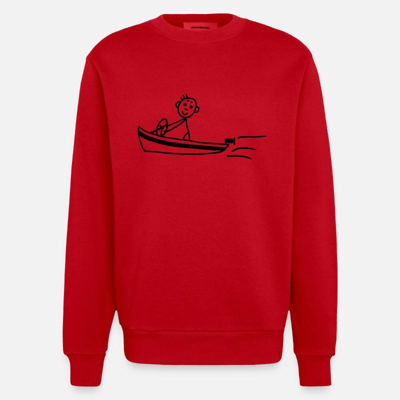 Motorboot - Boot - Heavyweight Oversized Organic Crew Neck Made in EU - Rot