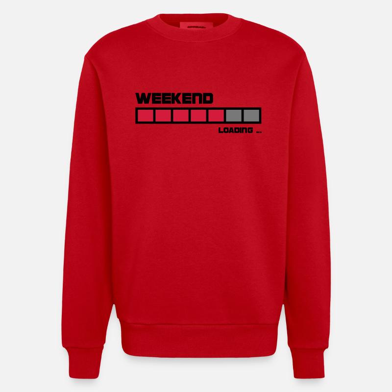 Week-end Loading | Fun t-shirt - Sweat bio épais oversize fabriqué en UE - rouge