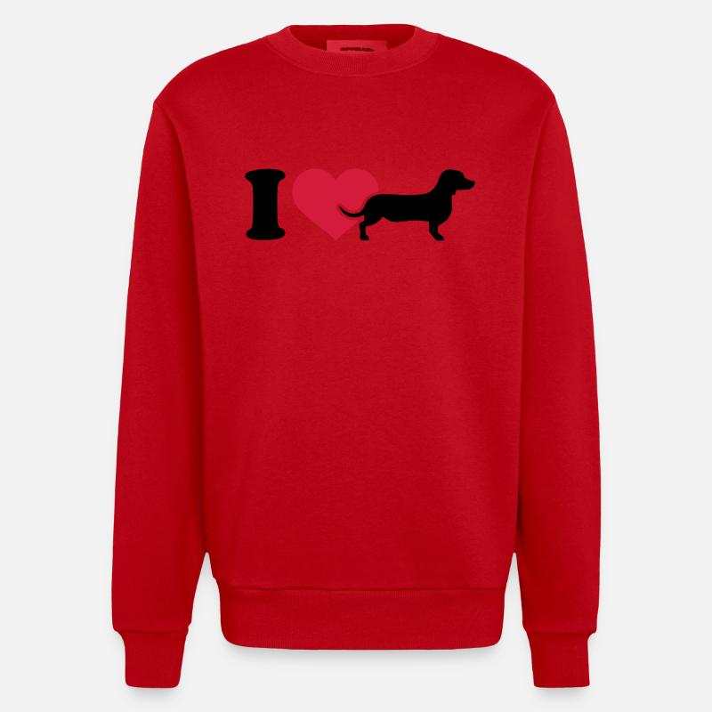I love Teckel - Sweat bio épais oversize fabriqué en UE - rouge