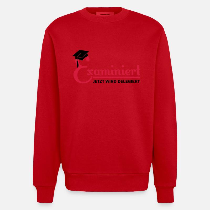examiniert - jetzt wird delegiert - Sweat bio épais oversize fabriqué en UE - rouge