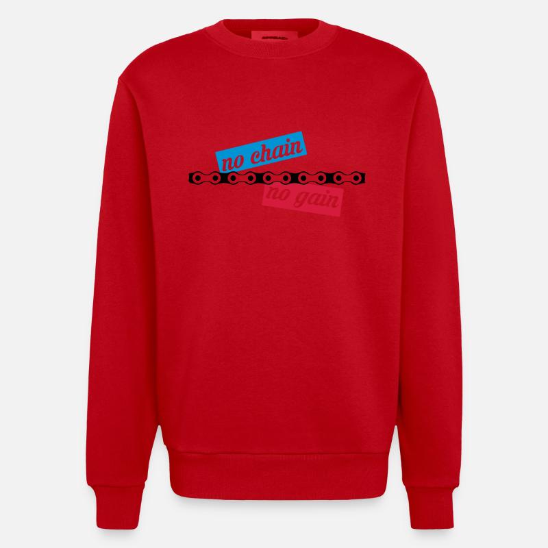 no chain no gain - Heavyweight Oversized Organic Crew Neck Made in EU - red