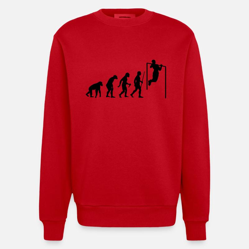 Evolution Pull Up - Heavyweight Oversized Organic Crew Neck Made in EU - red