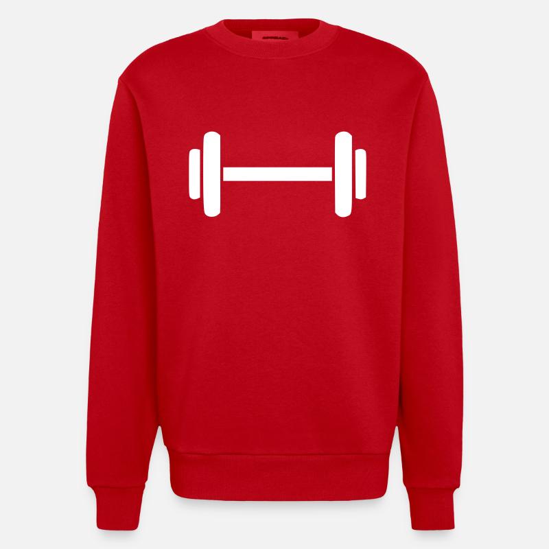 Strength Training Dumbbell Icon Minimal Icon Vector - Heavyweight Oversized Organic Crew Neck Made in EU - red
