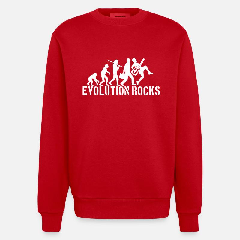 Evolution Rocks Guitares Musique Guitariste - Sweat bio épais oversize fabriqué en UE - rouge