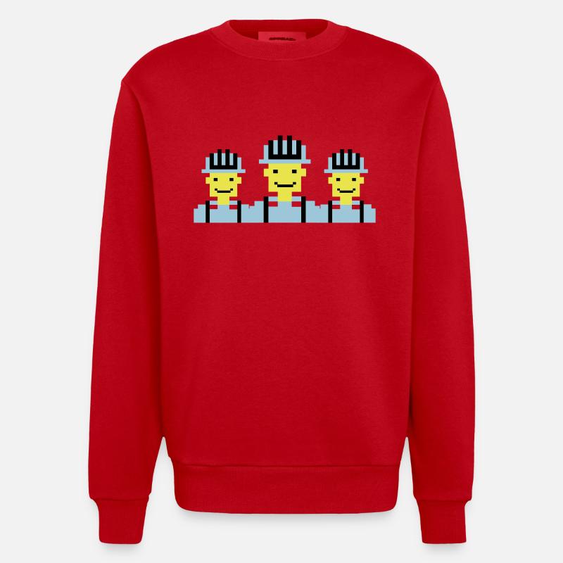 Construction Worker Pixel 02 - Heavyweight Oversized Organic Crew Neck Made in EU - red