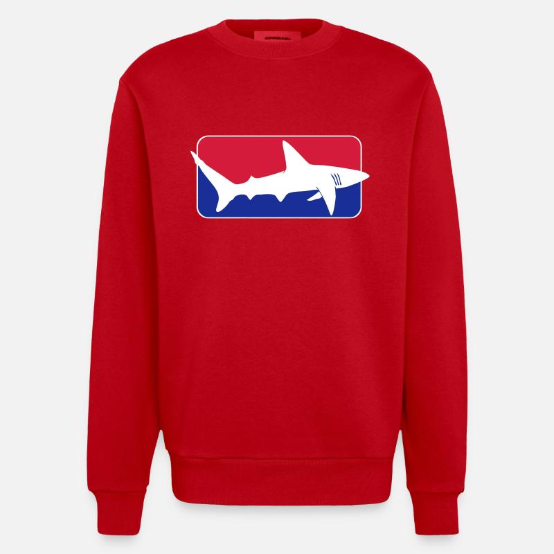 league_shark x_vec_3 de - Heavyweight Oversized Organic Crew Neck Made in EU - Rot