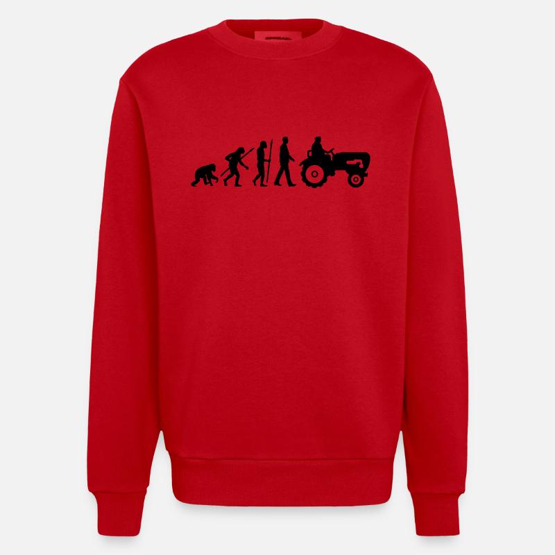 evolution_bauer_mit_traktor_032013_a_1c - Heavyweight Oversized Organic Crew Neck Made in EU - red