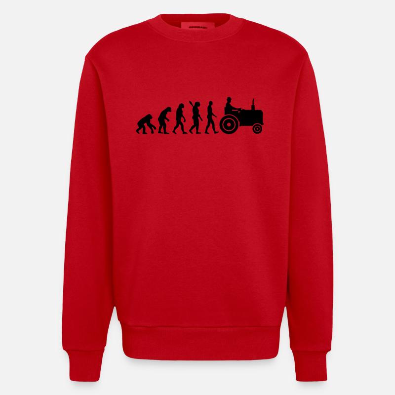 Evolution Tractor - Heavyweight Oversized Organic Crew Neck Made in EU - red
