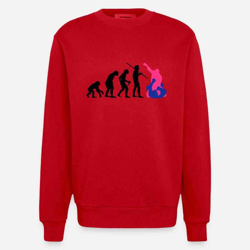 Evolution des Mannes - MMA - Heavyweight Oversized Organic Crew Neck Made in EU - Rot