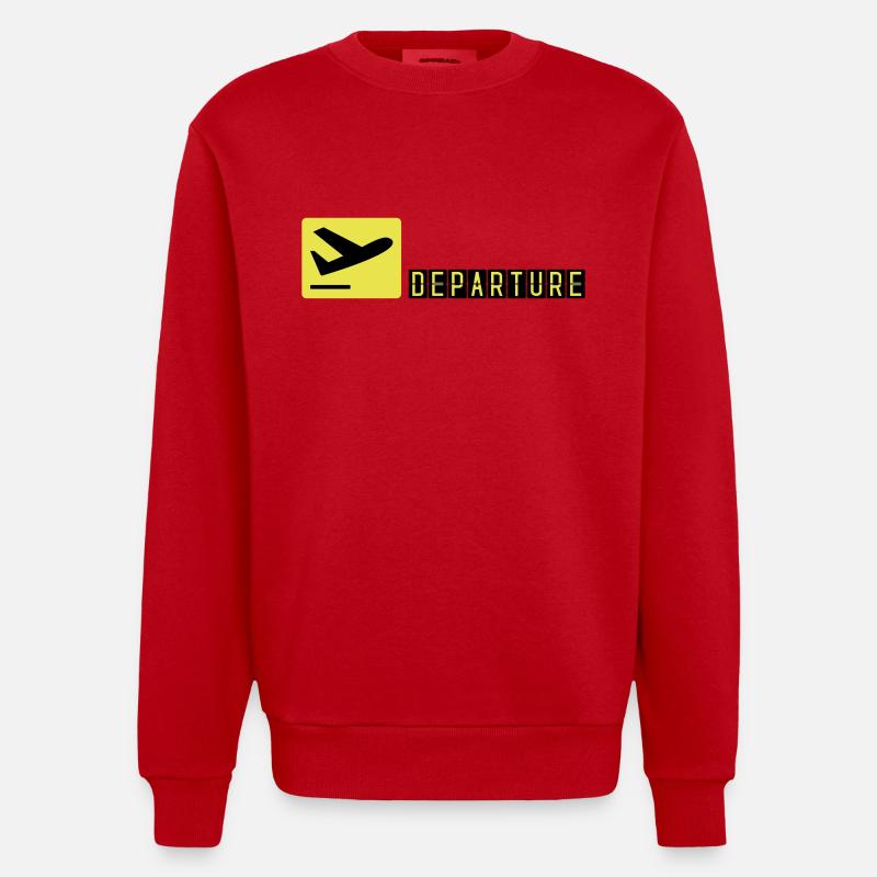 Flugzeug beim Starten - Heavyweight Oversized Organic Crew Neck Made in EU - Rot