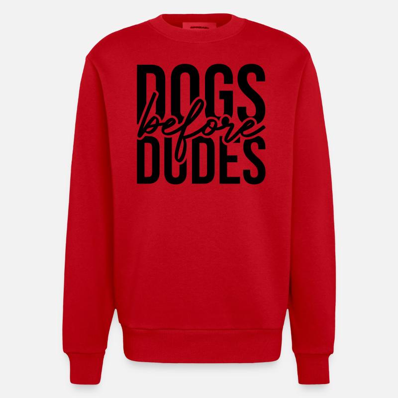 Les chiens avant les mecs - Sweat bio épais oversize fabriqué en UE - rouge