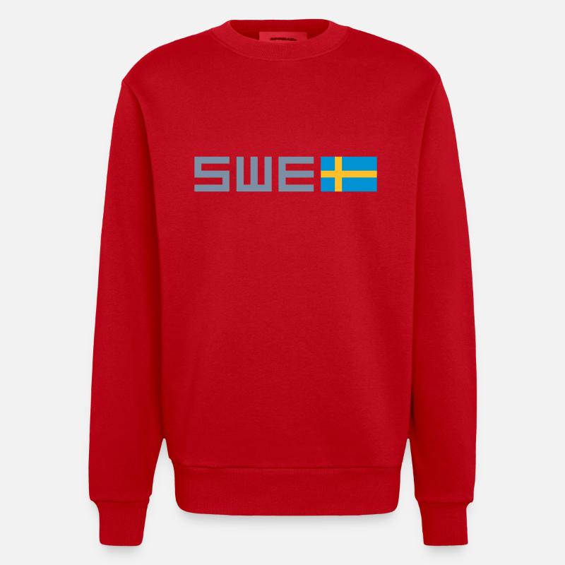 Sweden - Heavyweight Oversized Organic Crew Neck Made in EU - red
