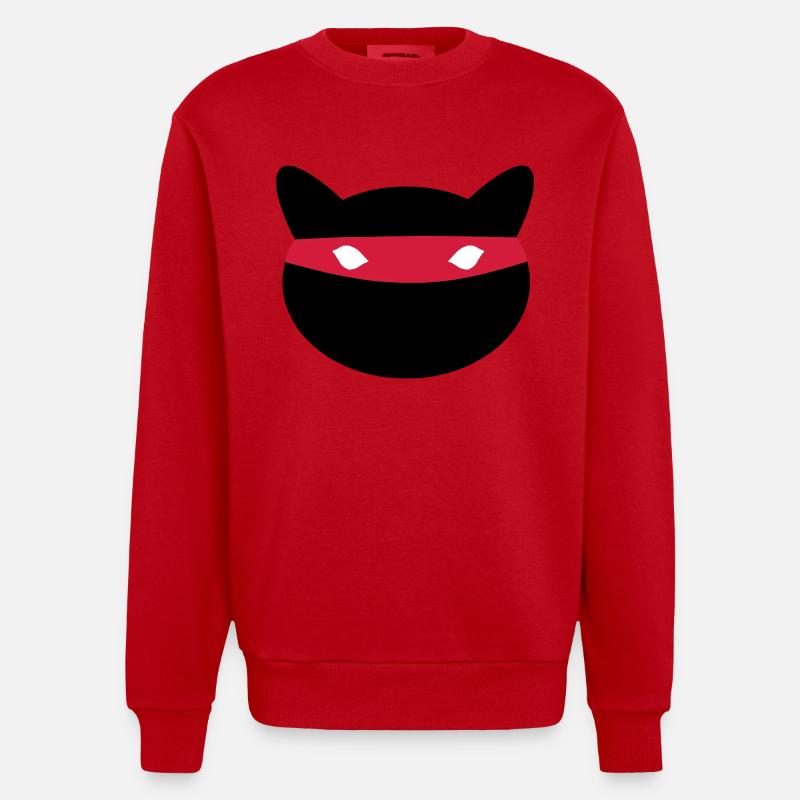 Chat Ninja - Sweat bio épais oversize fabriqué en UE - rouge