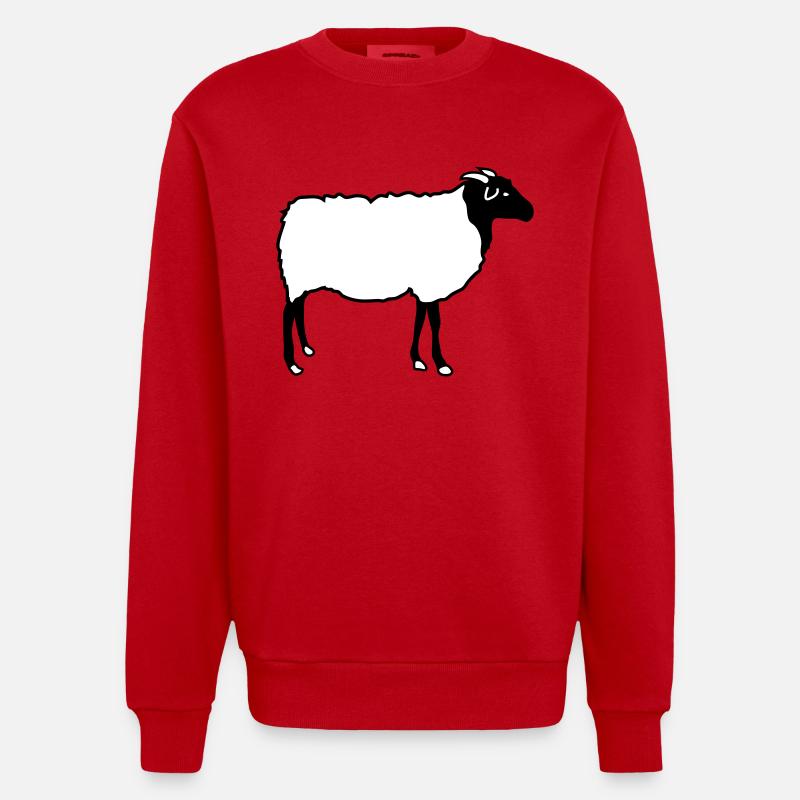 Får Får Heidschnucke lam Shepherd lam - Heavyweight oversized organic trøje med crewneck made in EU - rød